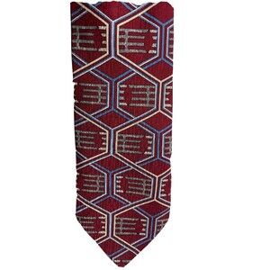 Trail Creek Mens Silk Geometric Regular Tie Necktie Multi-Color Red 58 inch
